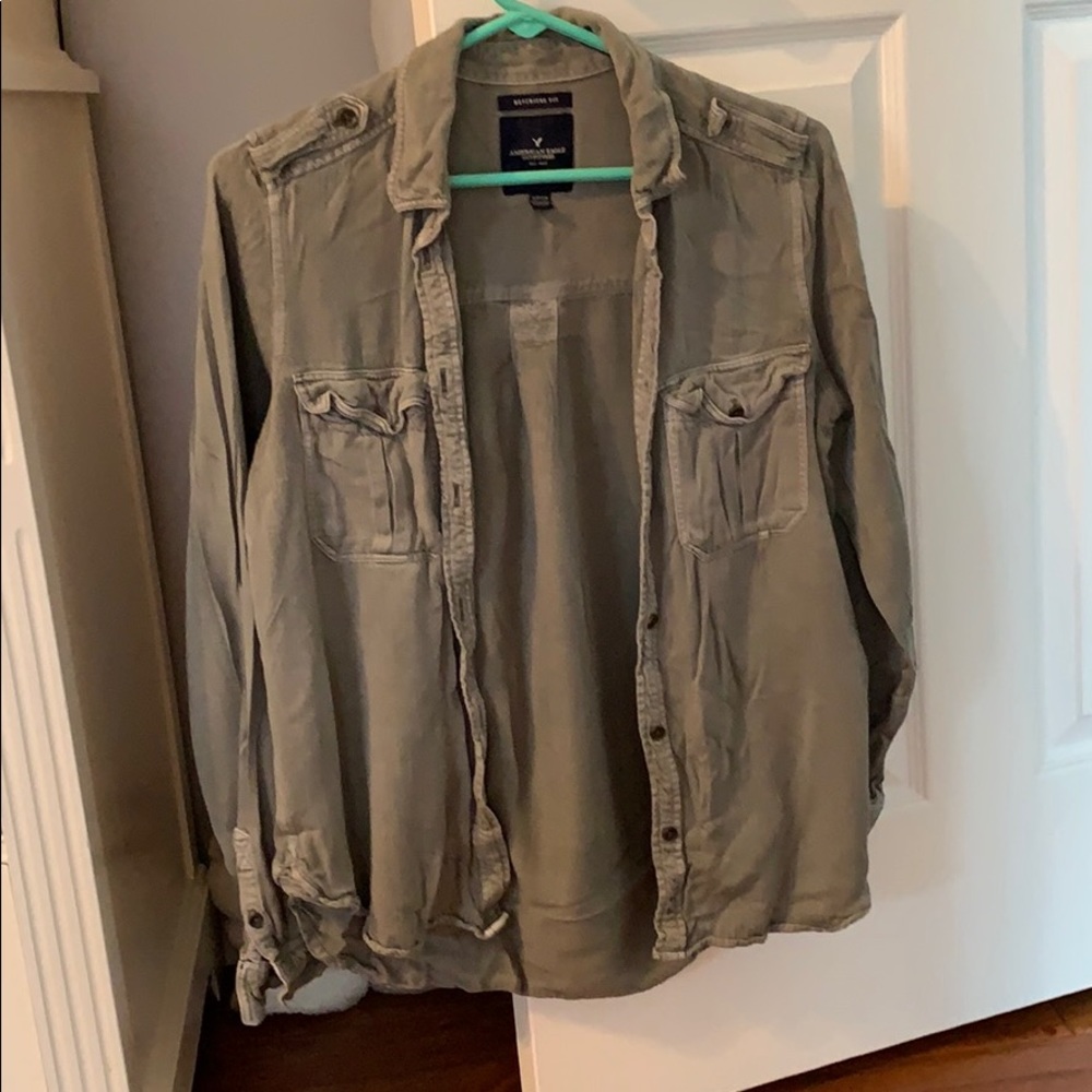 Aeo Green Button Down - image 2